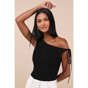 Lulus Pivotal Chicness Black One-shoulder Top - Size L